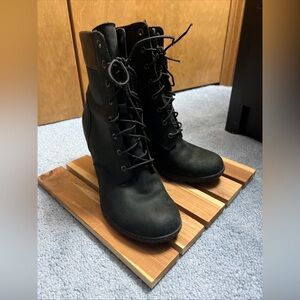 Timberland Black Women's Heels Suede Top